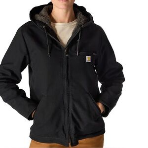 CARHARTT Women’s Washed Duck Sherpa Lined Hooded Jacket OJ4392-W NWT!